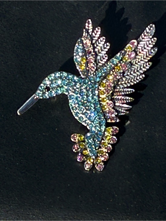 Jewelry - NWT Sparkling Multicolor Crystal Hummingbird Brooch